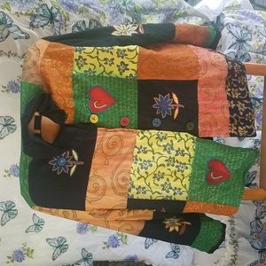 Allure Floral Heart Made in India Jacket Size 1X 1980s ugly sweater